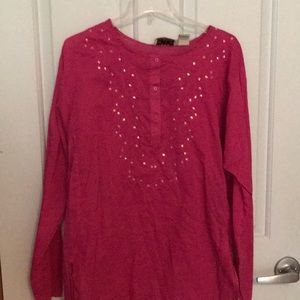 Terrific pink sequined boho top! BNWT. Small.